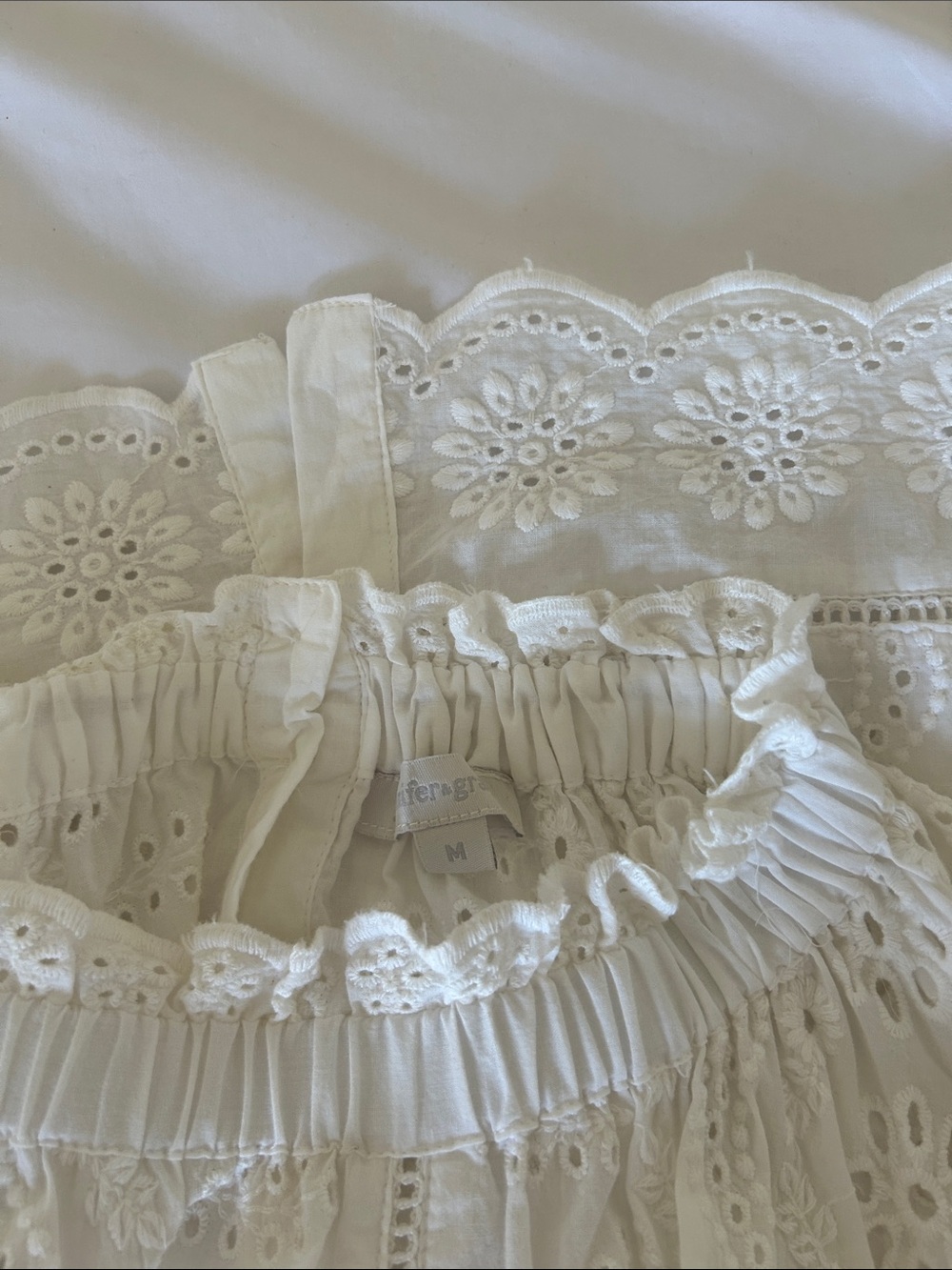 Cream Eyelet Ruffle-Neck Blouse - Picture 3 of 4